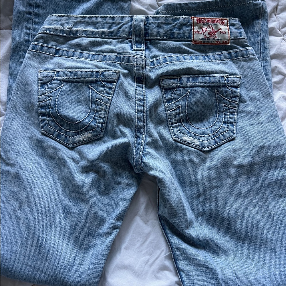 True Religion Light Blue Low Rise Bootcut Denim Jeans